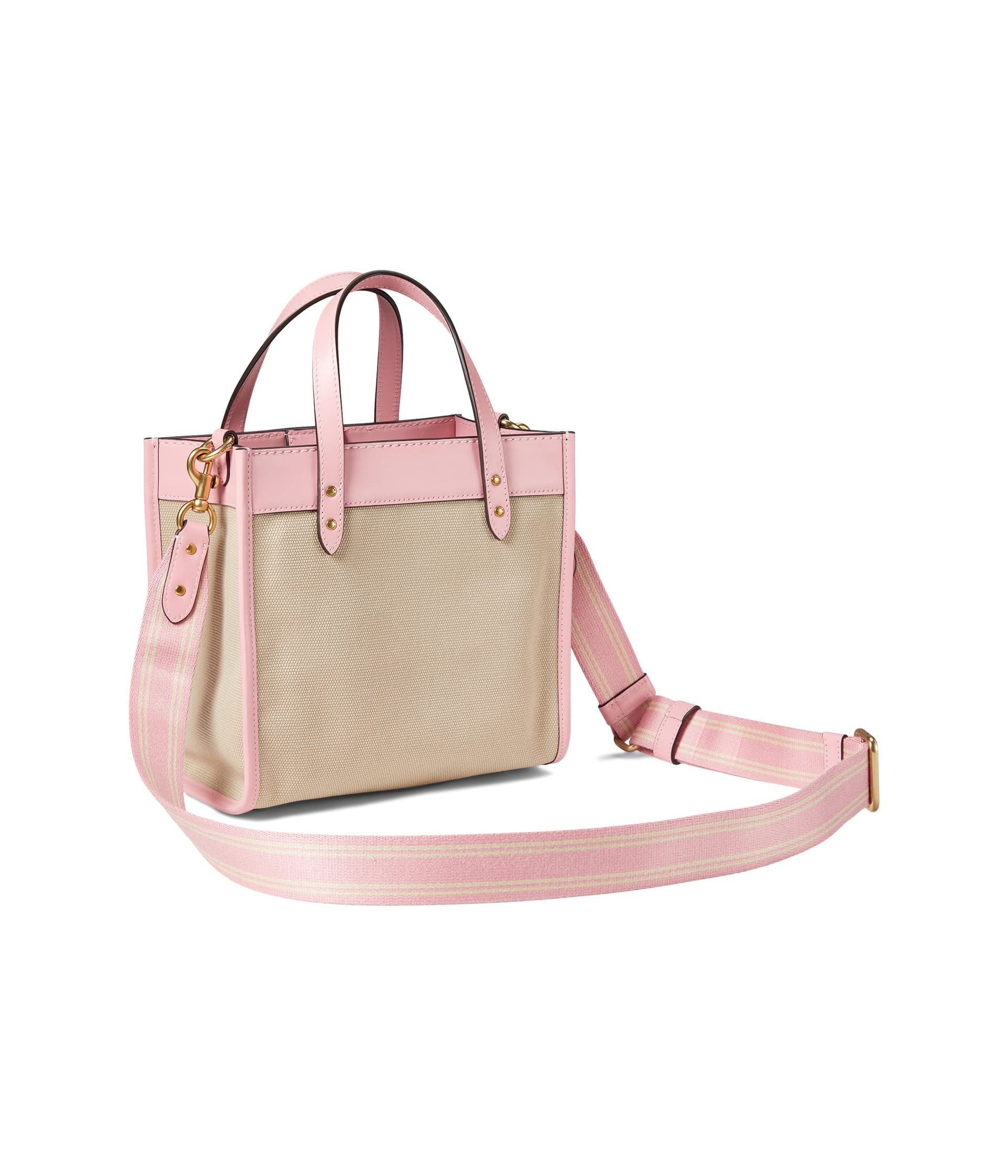 Coach Canvas Field Tote 22 Natural Canvas/Flower Pink One Size